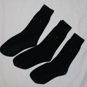 Polo Ralph Lauren Men’s 3-Set Solid Black Textured Polo Pony Dress Socks